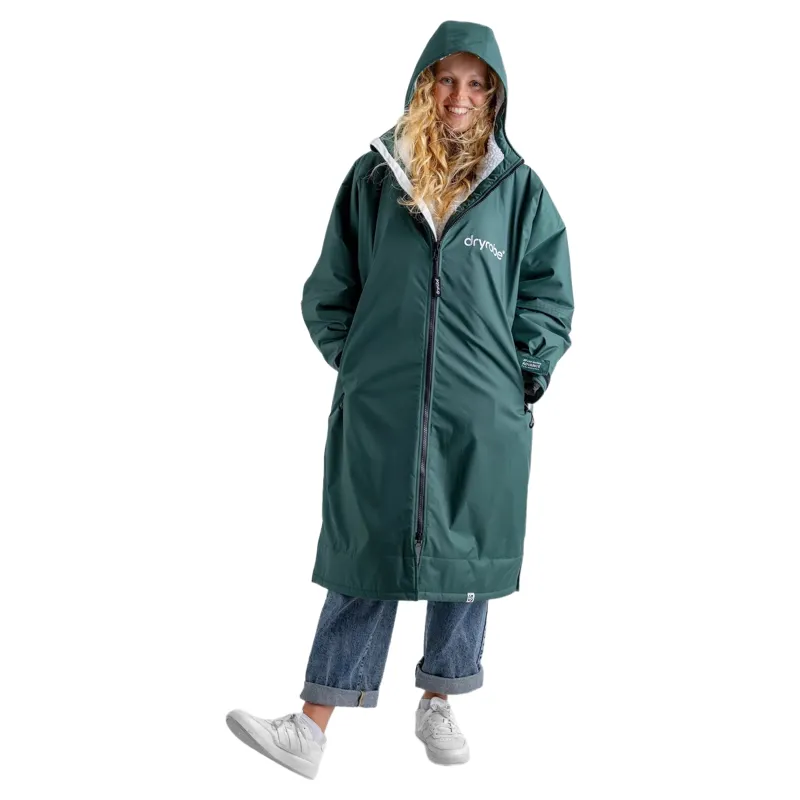 Dryrobe Adults Advance Long Sleeve Changing Robe in Dark Green / Nimbus Cloud
