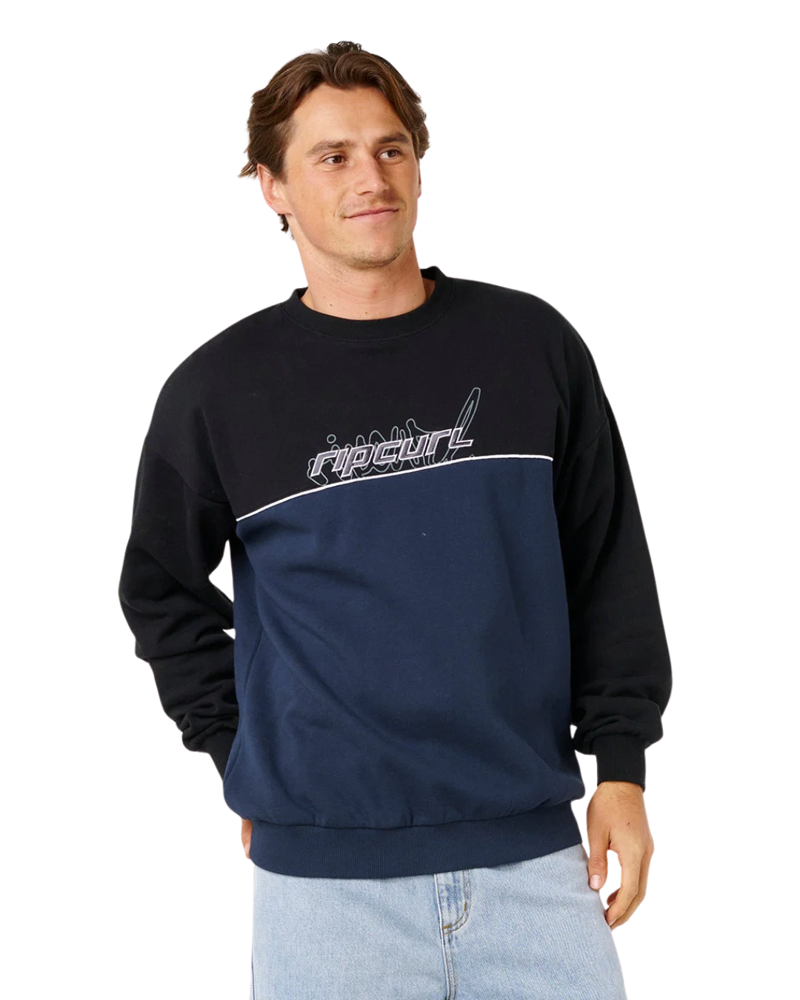 Rip Curl Mens Panel Beater Crew in Black