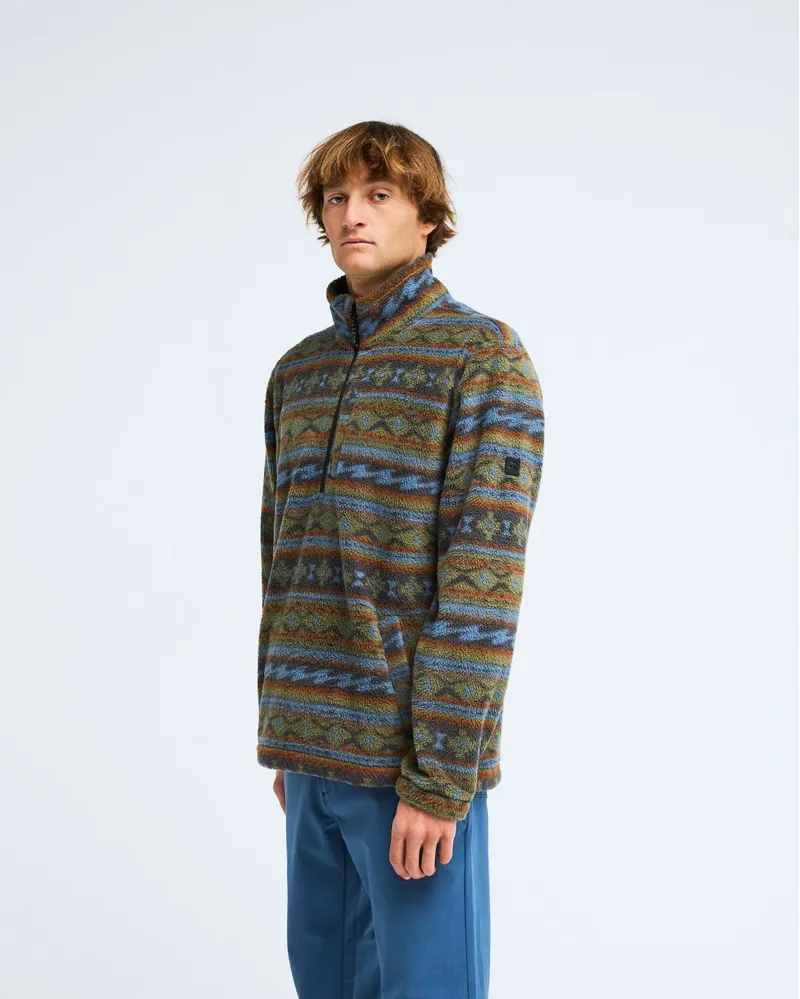 Billabong Mens Boundary Mock Neck Half Zip Fleece in Raven-4