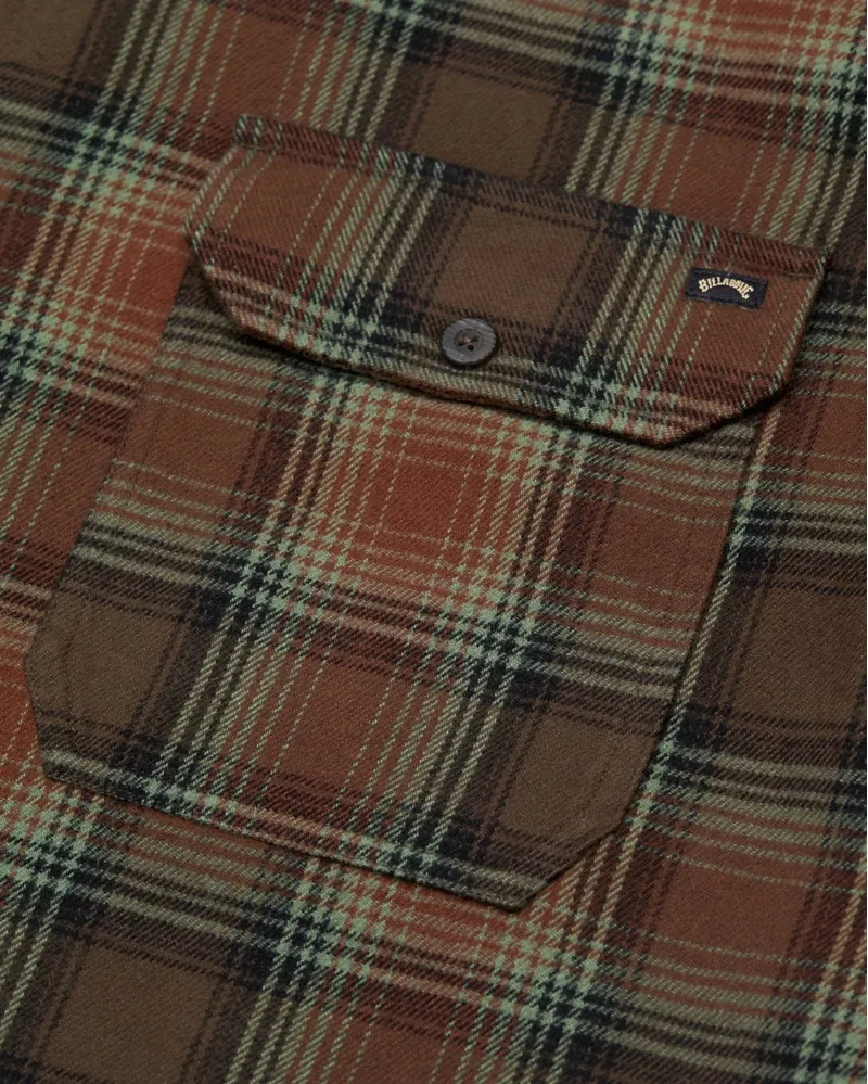 Billabong Mens Offshore Flannel Long Sleeve Shirt in Dark Cedar-6