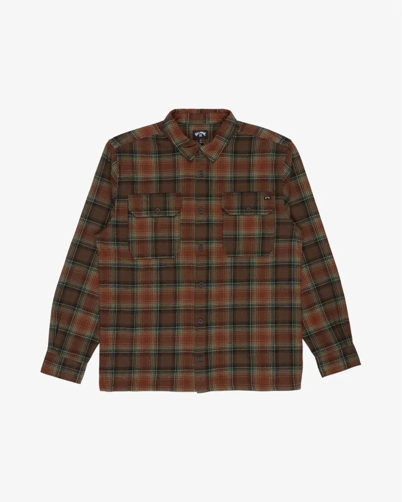 Billabong Mens Offshore Flannel Long Sleeve Shirt in Dark Cedar-1