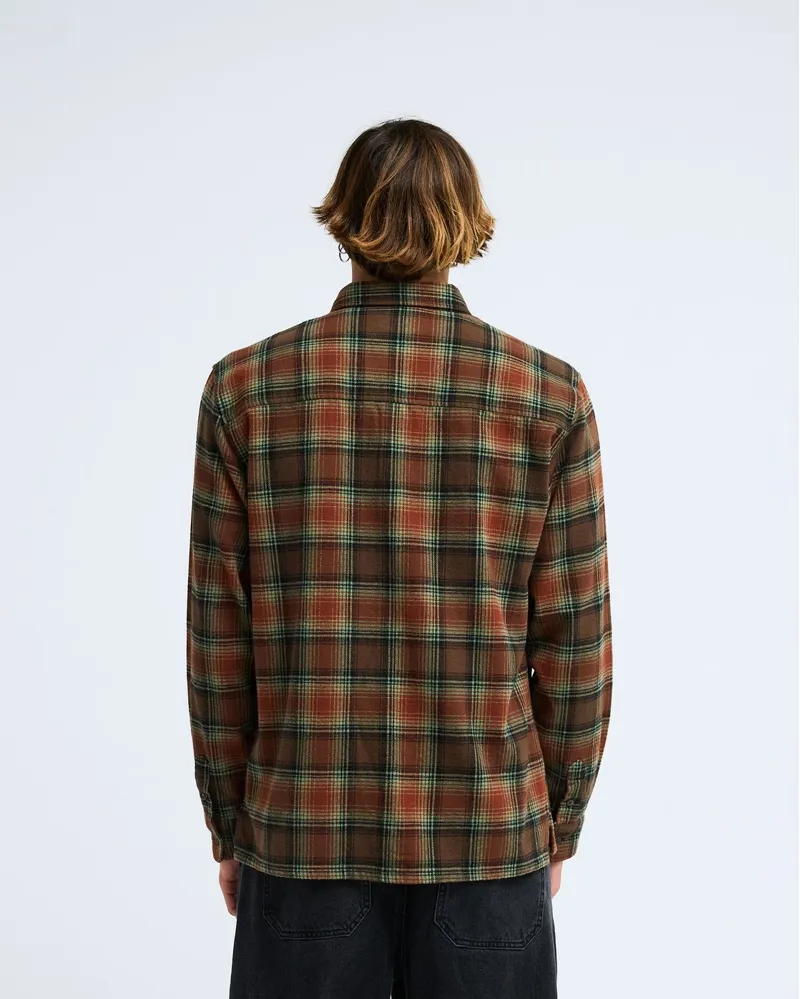 Billabong Mens Offshore Flannel Long Sleeve Shirt in Dark Cedar-4