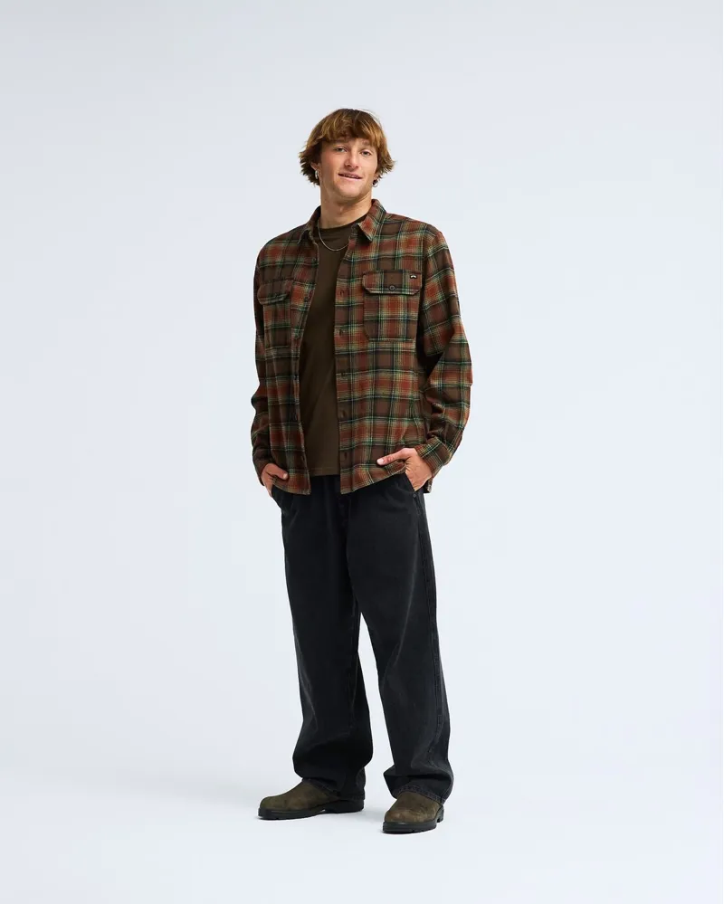 Billabong Mens Offshore Flannel Long Sleeve Shirt in Dark Cedar-5