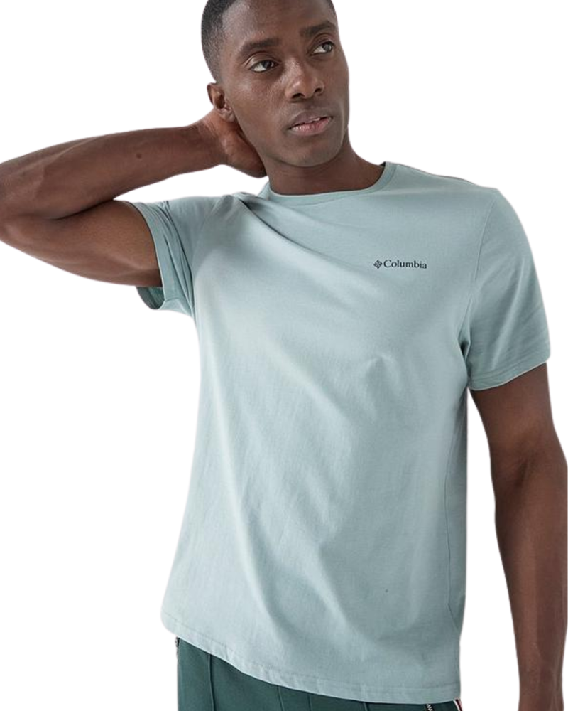 Columbia Mens CSC Outdoor Back Graphic Tee in Crushed Blue / Scoped View