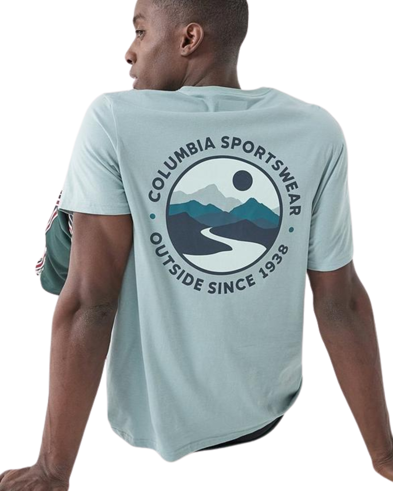 Columbia Mens CSC Outdoor Back Graphic Tee in Crushed Blue / Scoped View-1