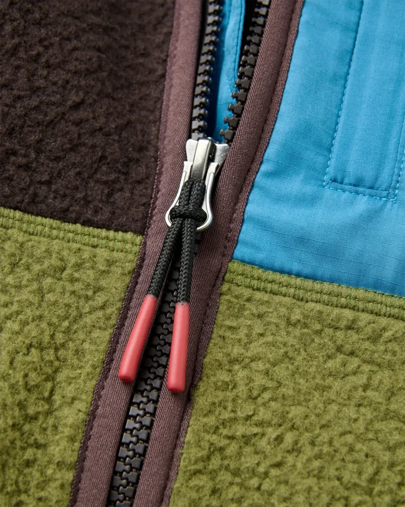 Passenger Mens Offgrid Recycled Full Zip Sherpa Fleece in Espresso / Khaki-2