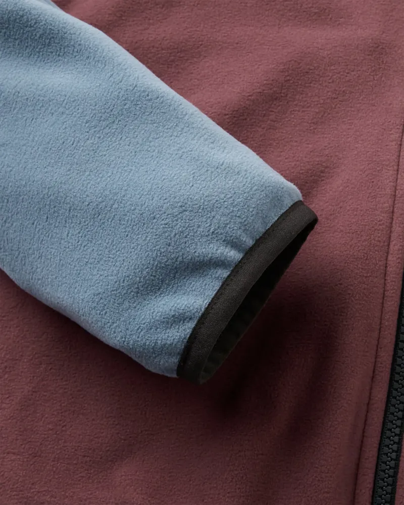 Passenger Mens Set Off Recycled Full Zip Polar Fleece in Brambleberry / Stormy Blue-4