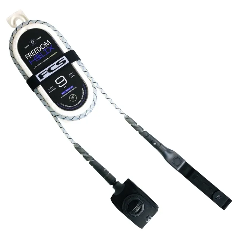 FCS Freedom Helix 9 Foot All Round Ankle Leash in Natural / Black-1