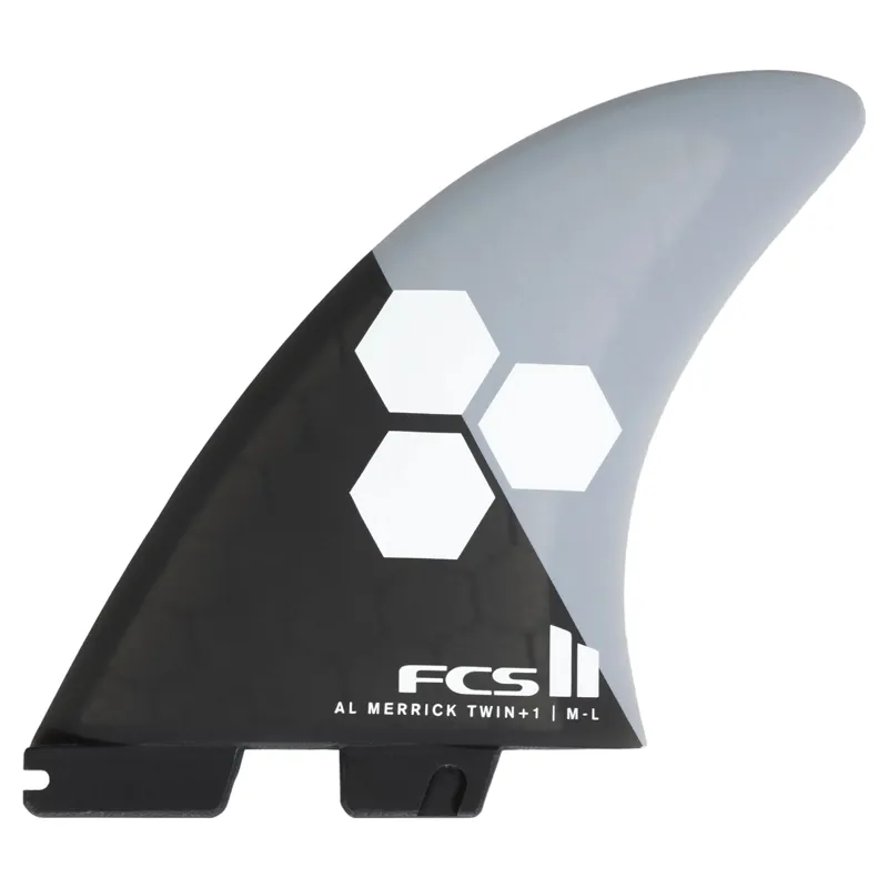 FCS II Al Merrick Twin Plus One PC Retail Fins Medium / Large in Grey / Charcoal