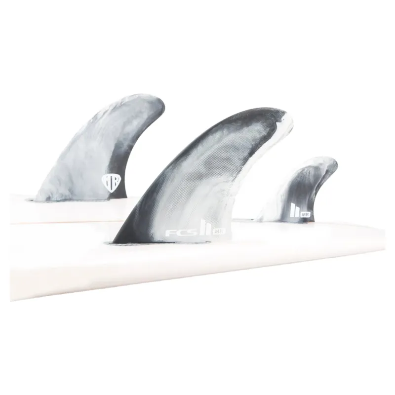 FCS II Mark Richards Twin Plus One PC Retail Fins Medium-Large in Black / White-2
