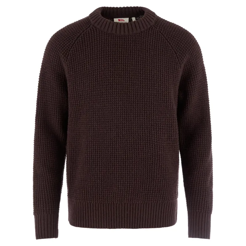 Fjallraven Mens Ovik Waffle Knit Sweater in Black Oak