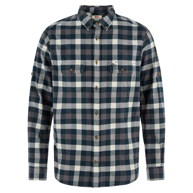 Fjallraven Mens Skog Relaxed Shirt in Dark Navy / Chalk White