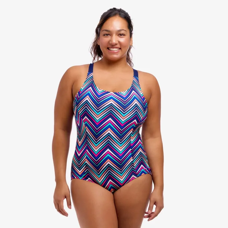 Funkita Womens Brace Me Back One Piece in Point Out