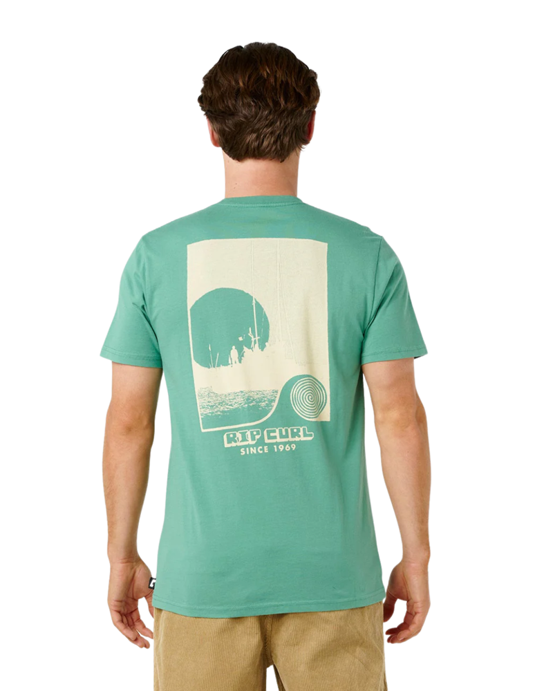 Rip Curl Mens AOTS Sailboat Tee in Leaf Green-1