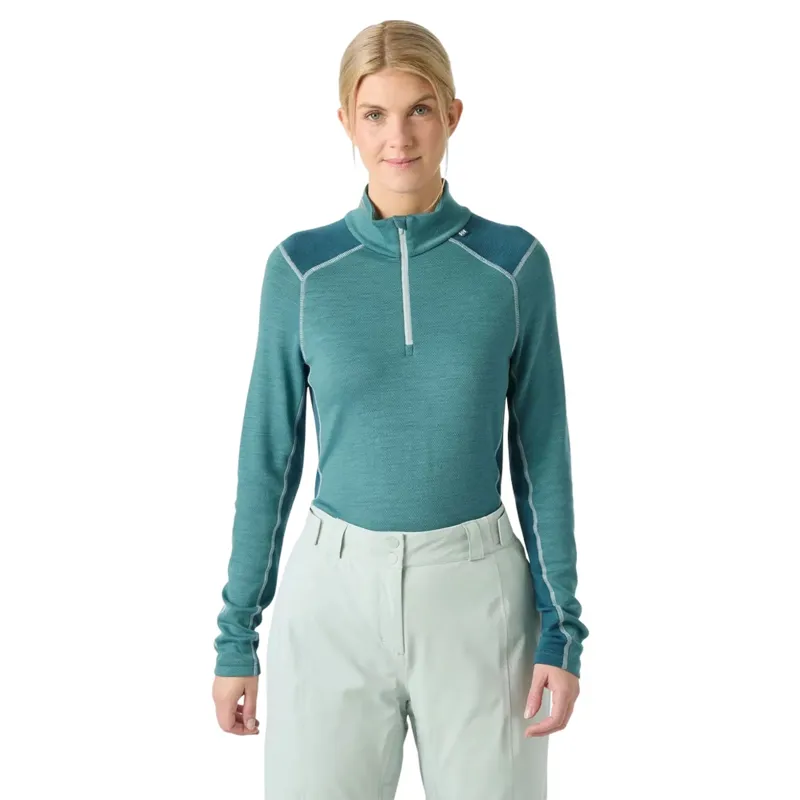Helly Hansen Womens Lifa Merino Midweight 1/2 Zip Base Layer in Opal Green