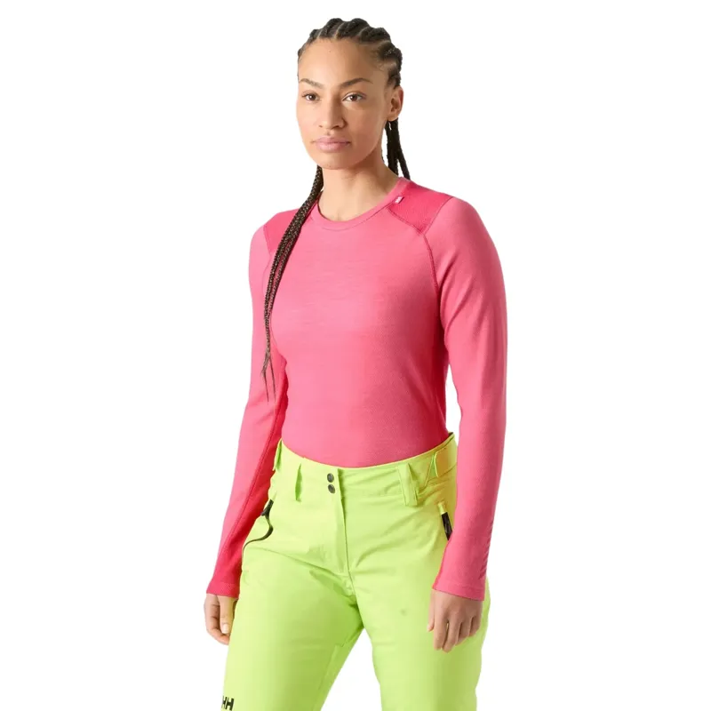 Helly Hansen Womens Lifa Merino Midweight Crew Base Layer in Hot Pink