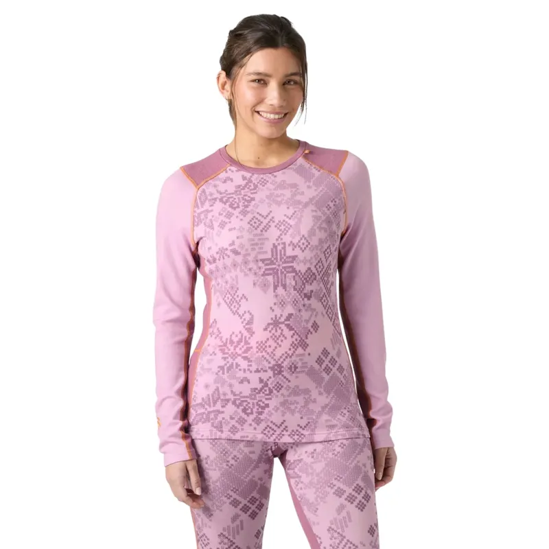 Helly Hansen Womens Lifa Merino Midweight Graphic Crew Base Layer in Cherry Blossom New Nordic