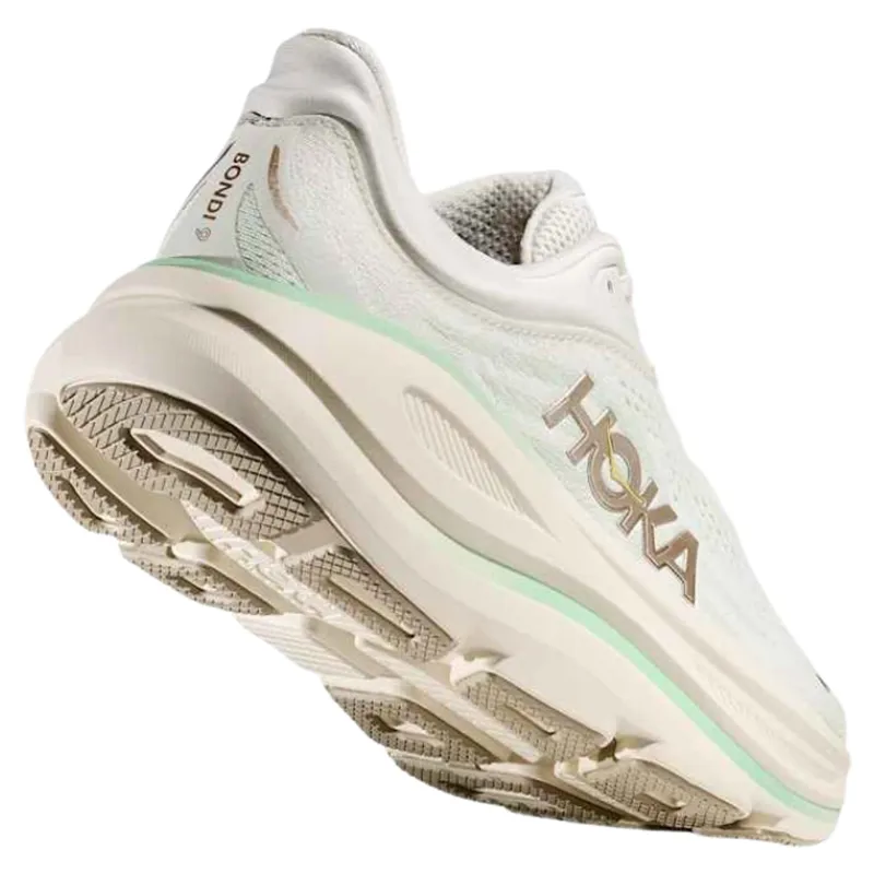 Hoka Bondi 9 Women's Running Shoes in Truffle Salt/Sea Glass-3
