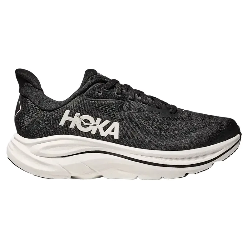 Hoka Clifton 10 Women's Wide Running Shoes in Black / White