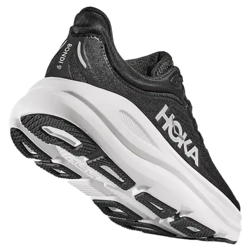 Hoka Mens Bondi 9 Shoes in Black / White-3
