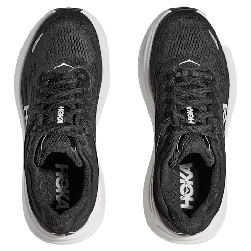 Hoka Mens Bondi 9 Shoes in Black / White-1