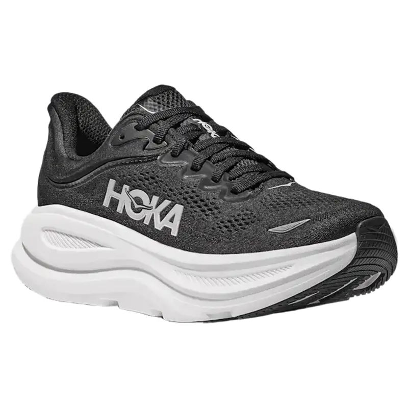 Hoka Mens Bondi 9 Shoes in Black / White-5