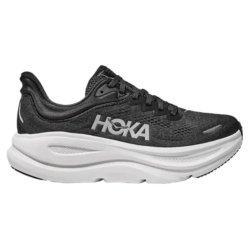 Hoka Mens Bondi 9 Shoes in Black / White