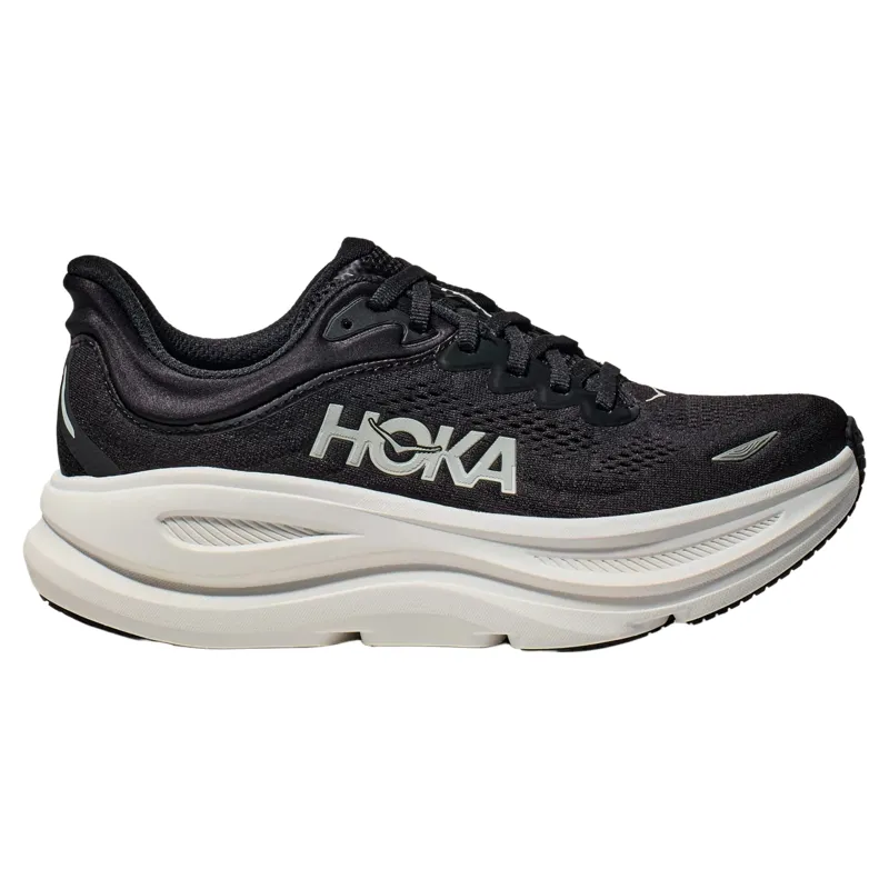 Hoka Mens Bondi 9 Wide Fit Shoes 8 in Black / White