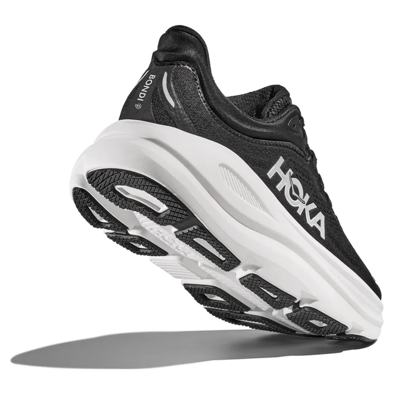 Hoka Mens Bondi 9 Wide Fit Shoes 8 in Black / White-5