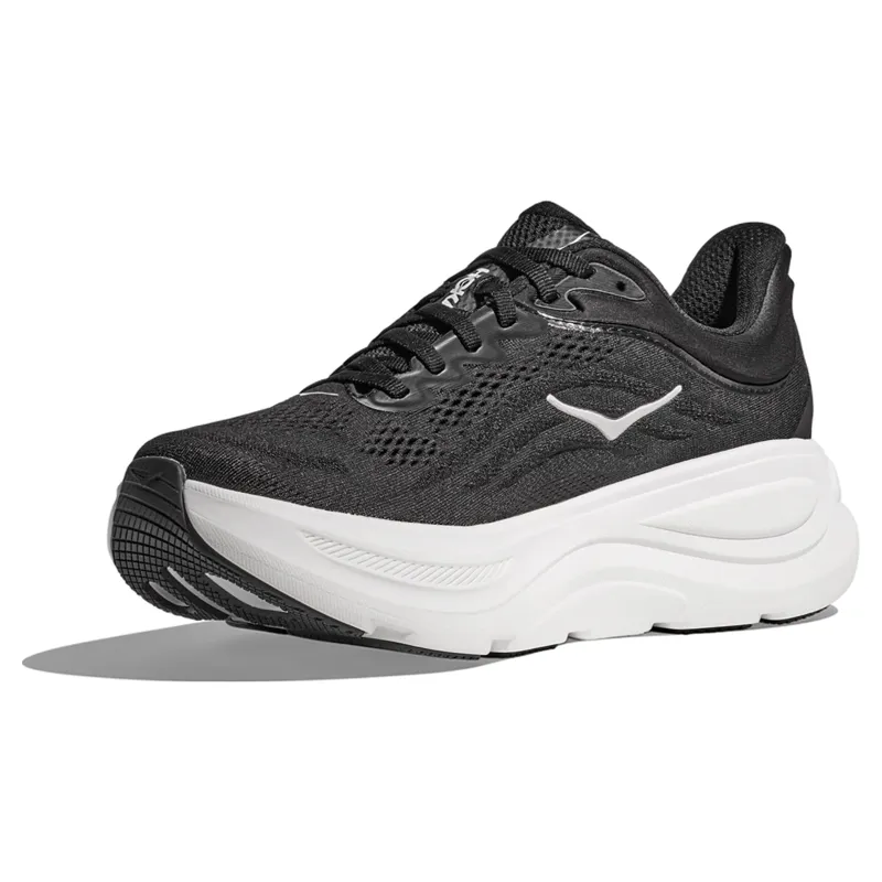 Hoka Mens Bondi 9 Wide Fit Shoes 8 in Black / White-2