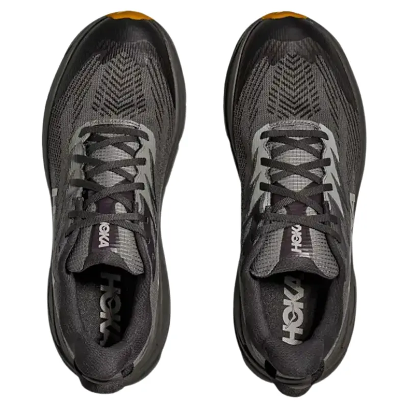 Hoka Mens Challenger 8 GTX Shoes in Asphalt Grey / Varsity Yellow-1