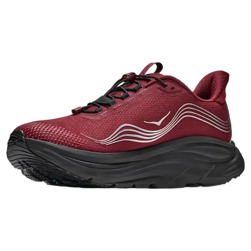 Hoka Mens Clifton 11 GTX in Varsity Burgundy / Carbon Black-2