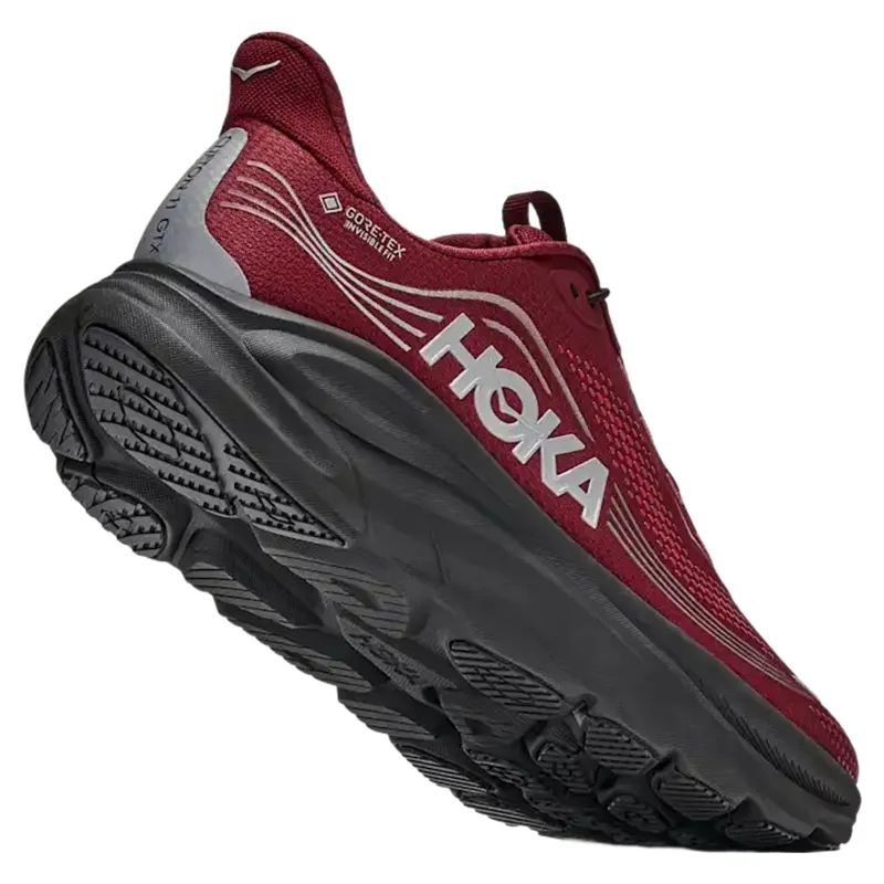 Hoka Mens Clifton 11 GTX in Varsity Burgundy / Carbon Black-3