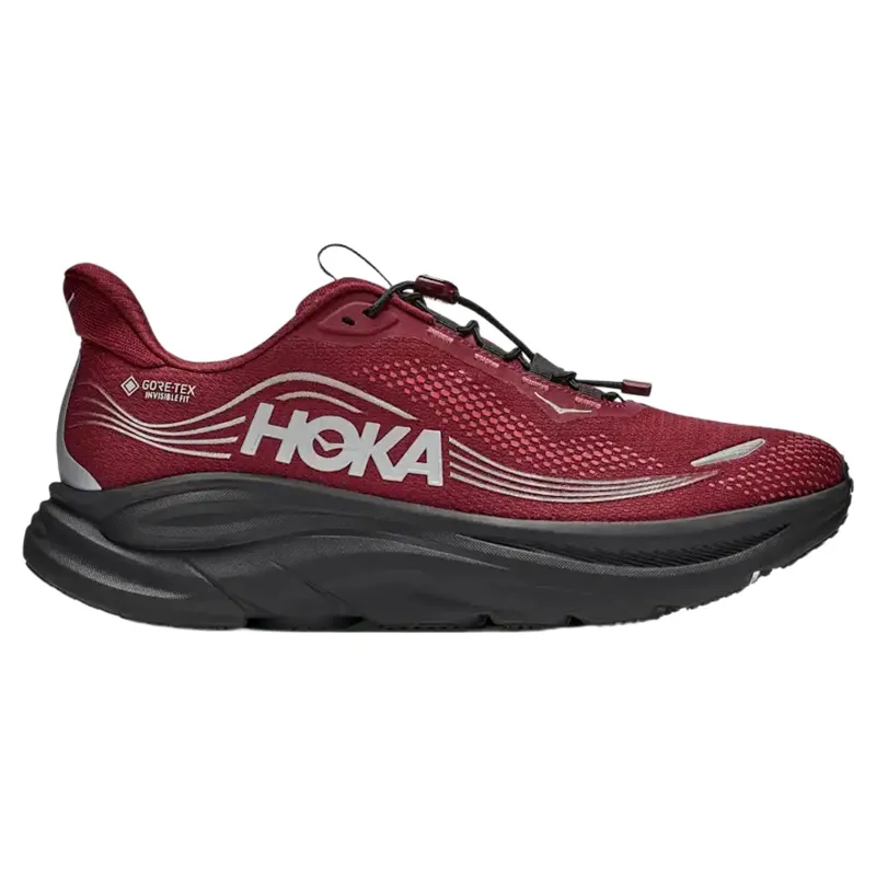 Hoka Mens Clifton 11 GTX in Varsity Burgundy / Carbon Black