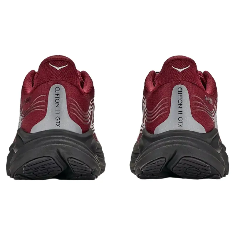 Hoka Mens Clifton 11 GTX in Varsity Burgundy / Carbon Black-4