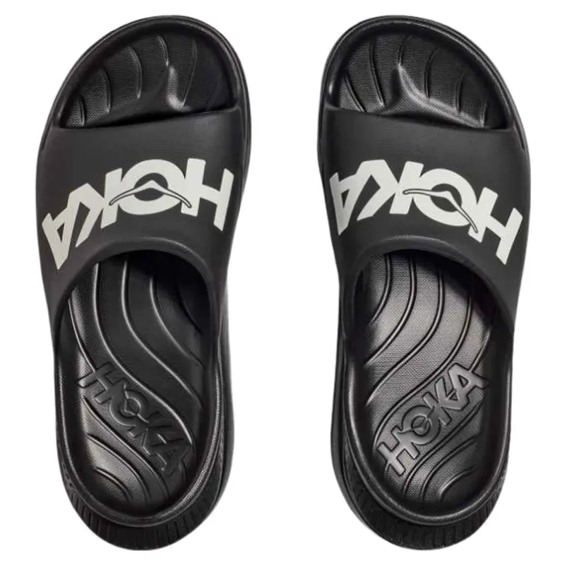 Hoka Unisex Ora Athletic Slide in Black / White-1