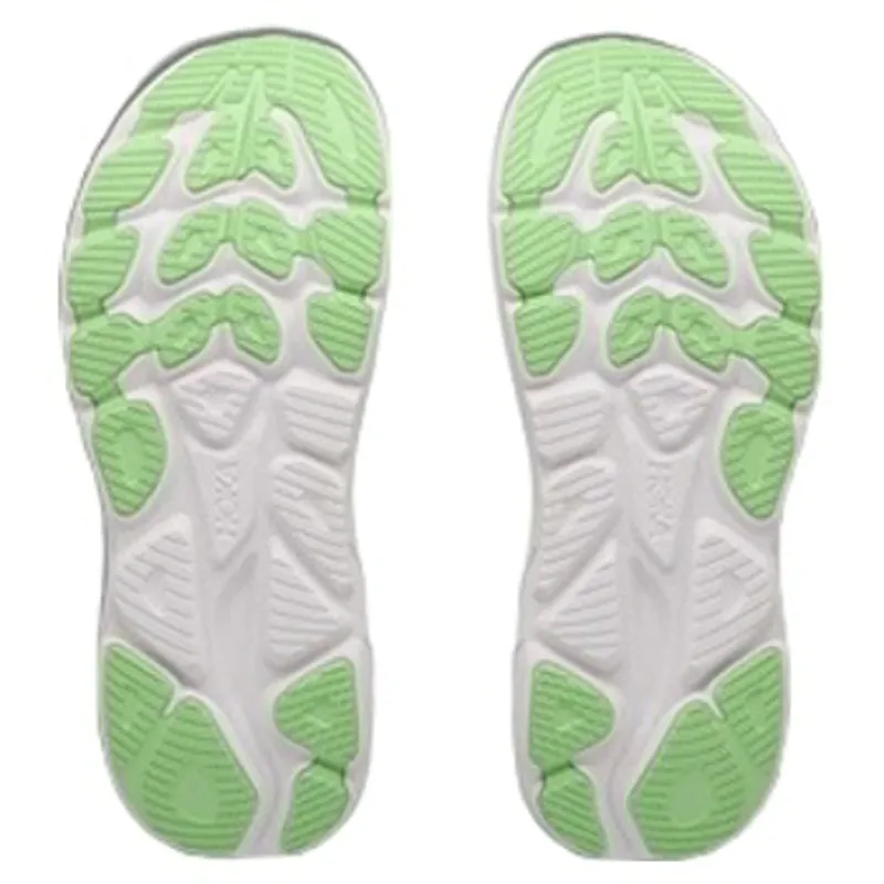 Hoka Women's Clifton 11 Wide Running Shoe in Frost / Neon Yuzu-3