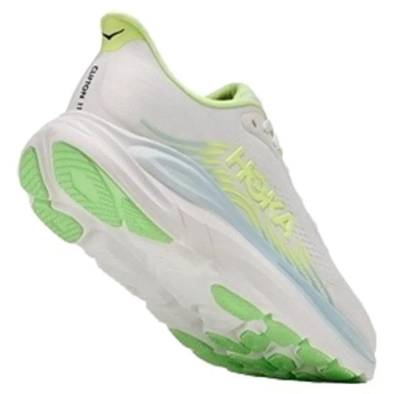 Hoka Women's Clifton 11 Wide Running Shoe in Frost / Neon Yuzu-1