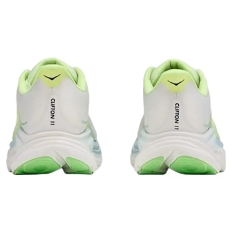 Hoka Women's Clifton 11 Wide Running Shoe in Frost / Neon Yuzu-2