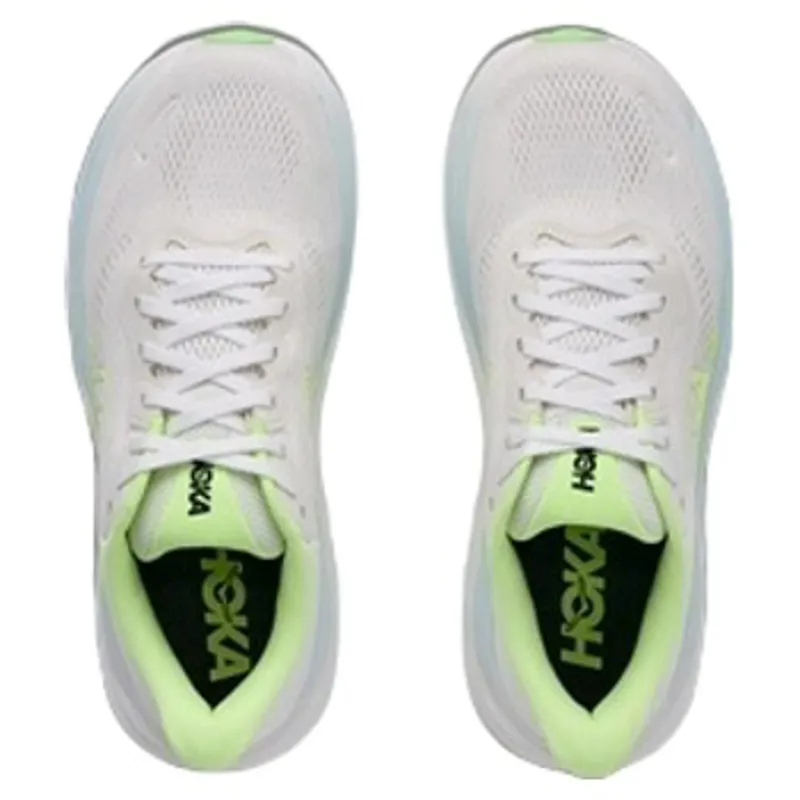 Hoka Women's Clifton 11 Wide Running Shoe in Frost / Neon Yuzu-4