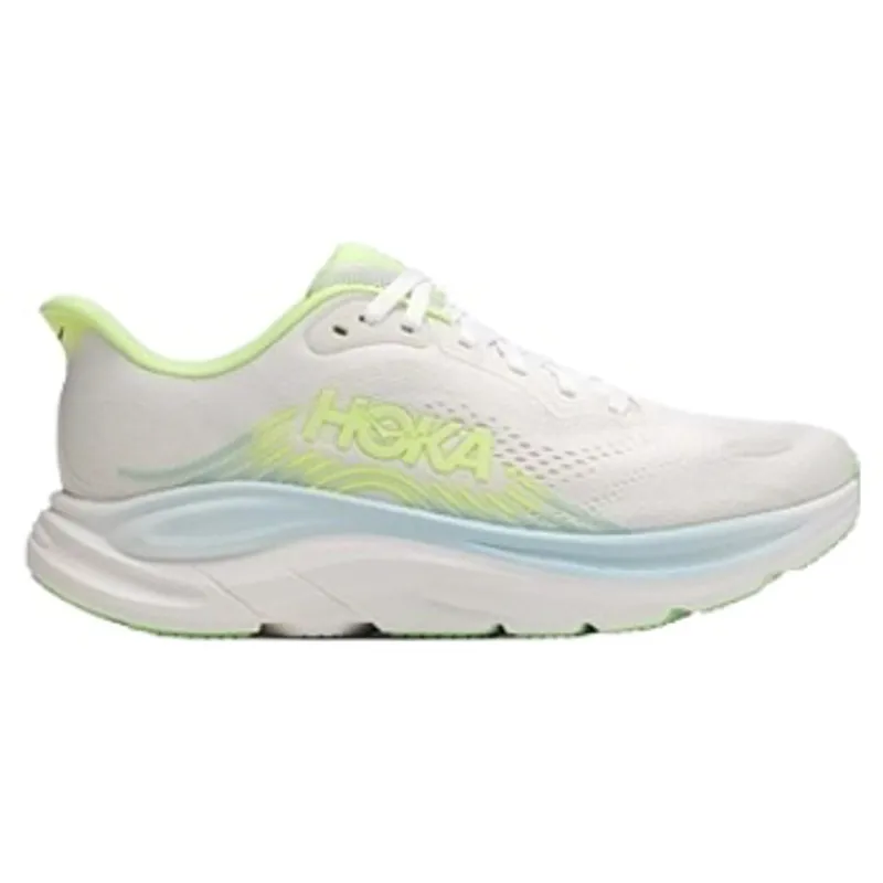 Hoka Women's Clifton 11 Wide Running Shoe in Frost / Neon Yuzu