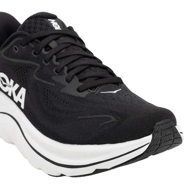 Hoka Womens Clifton 10 Wide Fit Running Shoes 7 in Black / White-6