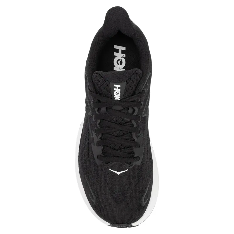 Hoka Womens Clifton 10 Wide Fit Running Shoes 7 in Black / White-3