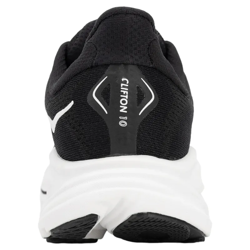 Hoka Womens Clifton 10 Wide Fit Running Shoes 7 in Black / White-4