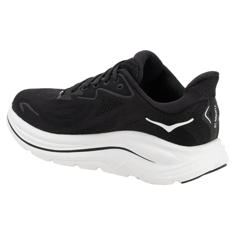 Hoka Womens Clifton 10 Wide Fit Running Shoes 7 in Black / White-2