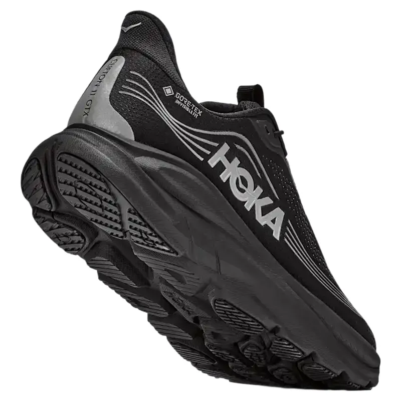 Hoka Womens Clifton 11 GTX Shoes in Black / Black-3