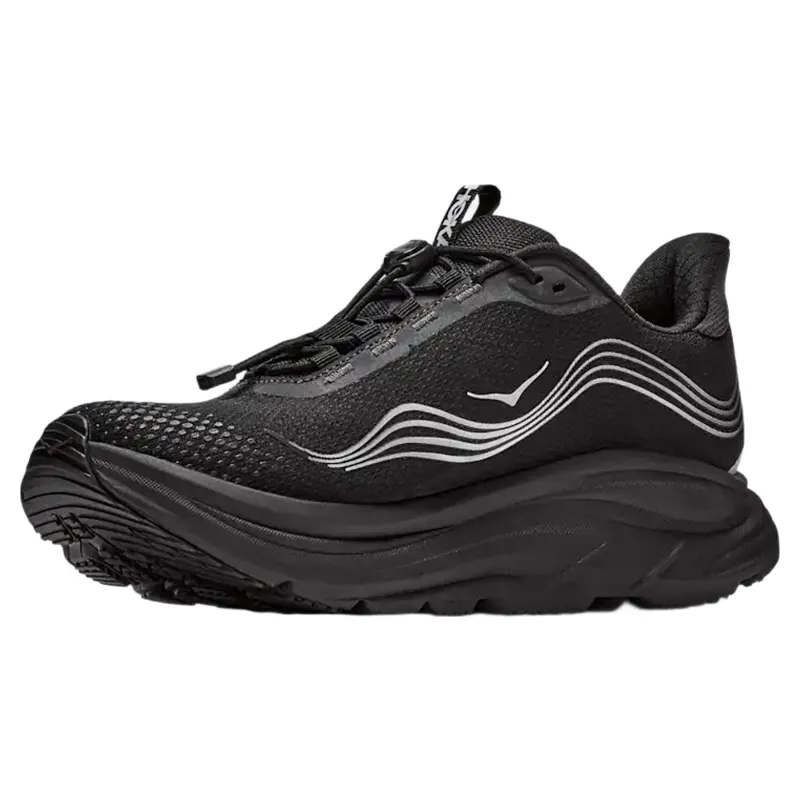 Hoka Womens Clifton 11 GTX Shoes in Black / Black-2