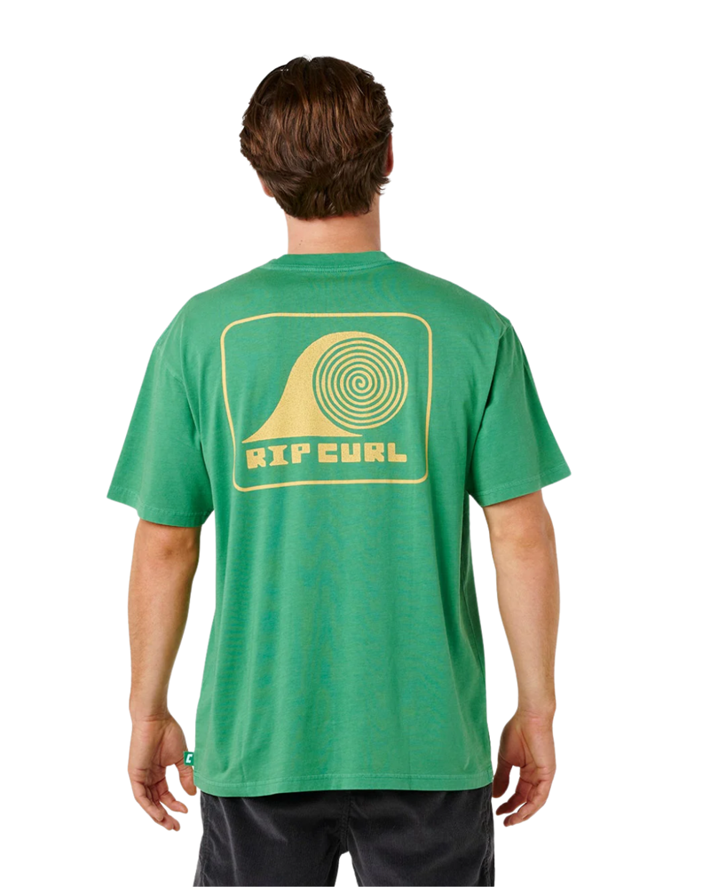 Rip Curl Mens AOTS Rolling Wave Tee in Leaf Green-1