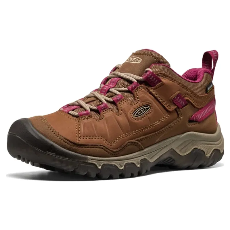Keen Womens Targhee IV WP Hiking Shoe in Bison / Beaujolais
