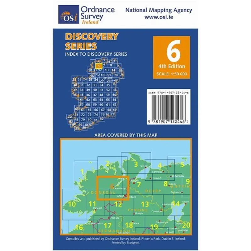 OSI Discovery Series Sheet 6 Donegal Tyrone Map 5th Edition 2022 in Blue-1